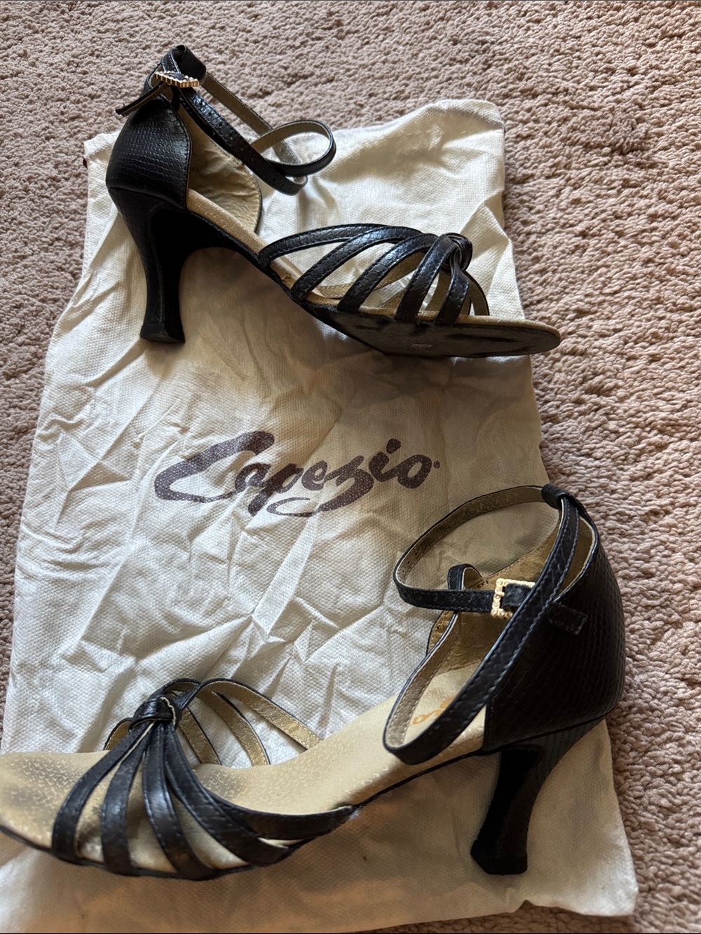 Capezio Black Strappy Ankle-Heel Sandals